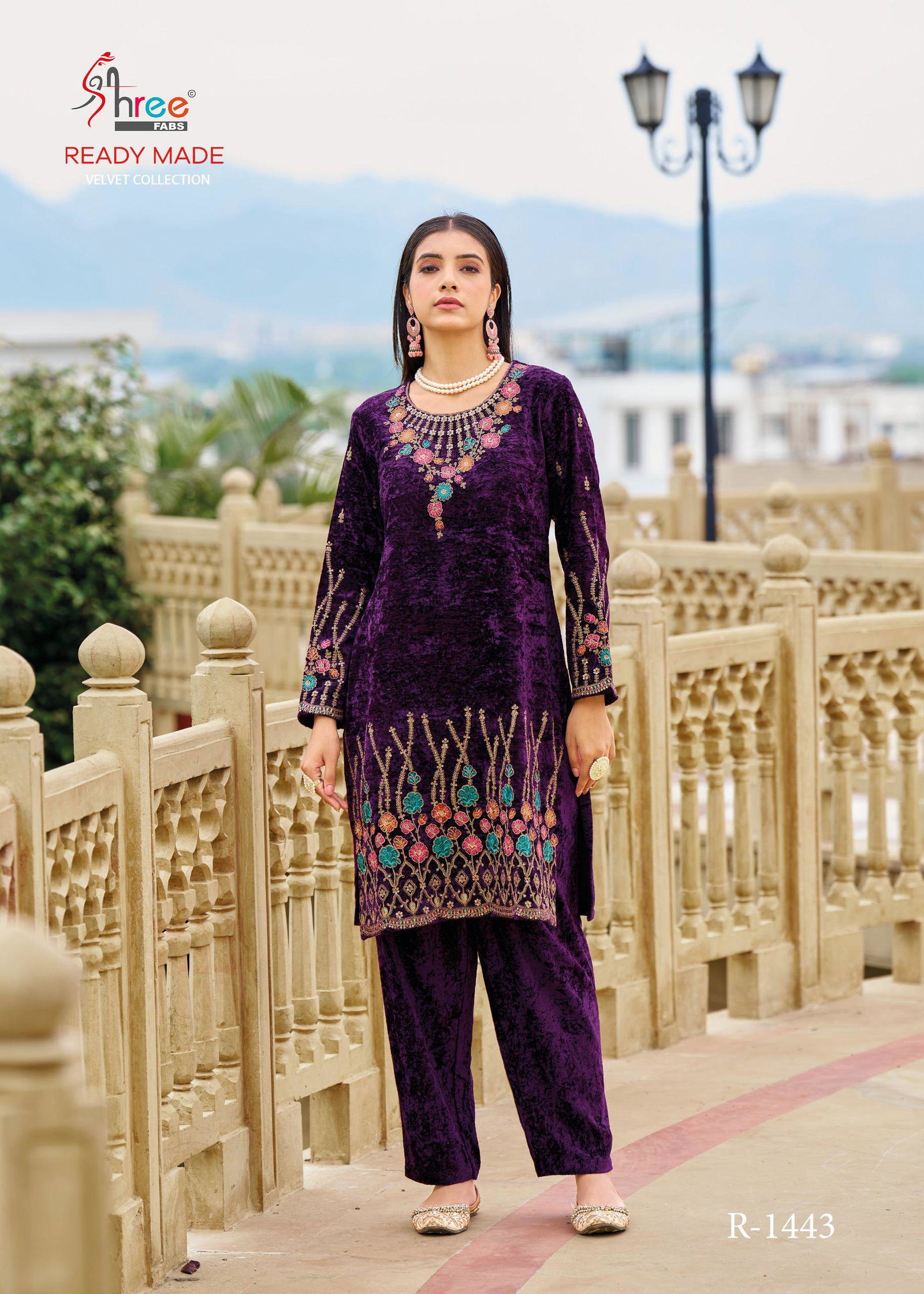 R 1443 By Shree Velvet Designer Pakistani Top With Bottom Wholesale Shop In Surat